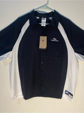 Nike SB Dri-FIT Woven Short Sleeve Bowler Shirt Black Oversized Men's Large